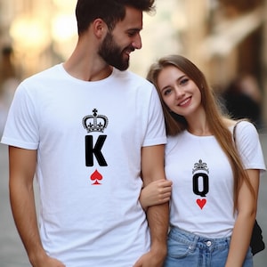 King and Queen Paar T-Shirts - Passende Outfits zum Valentinstag, Jubiläum oder Hochzeitsgeschenk