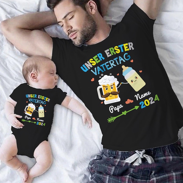 Personalisierte Vatertag T-Shirt, unser erster Vatertag Shirt, baby Bodysuit, neuer Dad, Vatertagsgeschenk, geburtstagsgeschenk für männer