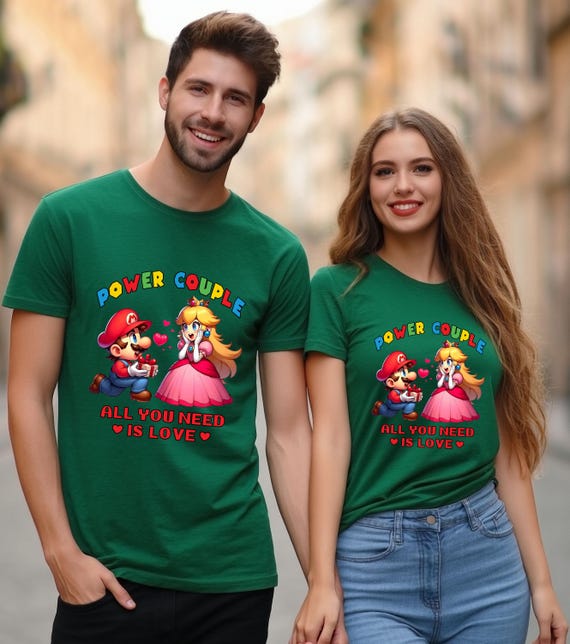Mario and Peach Power Couple T-shirts: Matching Gamer Outfits - Etsy