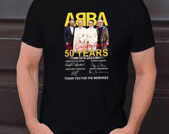 Abba Band 50th Anniversary 1974 - 2024 Signature T-Shirt, Abba the concert show 2024 TShirt Full Size S - 5XL, Pop Band Shirt