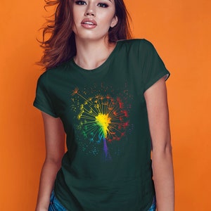 Just Pusteblume Löwenzahn Garten Breathe Regenbogen Blume T-Shirt Bottle Green