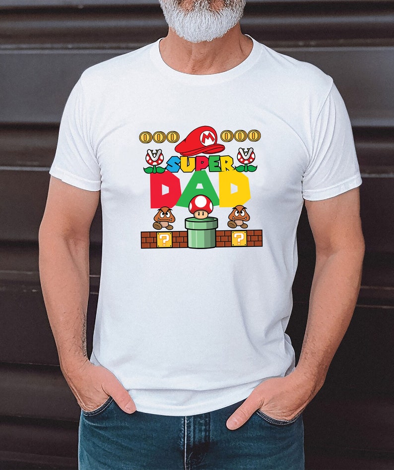 Super Papa, Super Mario papa T-Shirt zum Vatertag für Papa Vatertagsgeschenk T-Shirt für Vater Papa, herrentag geschenk Father's day t-shirt White