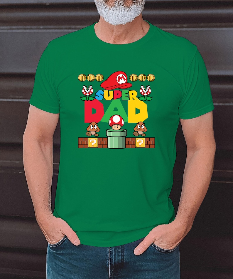 Super Papa, Super Mario papa T-Shirt zum Vatertag für Papa Vatertagsgeschenk T-Shirt für Vater Papa, herrentag geschenk Father's day t-shirt Kelly Green