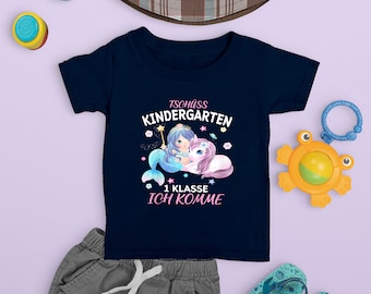 Kinder Einschulung 2024 Mädchen Meerjungfrau tschüss Kindergarten T-Shirt
