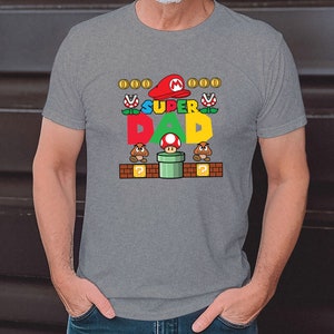 Super Papa, Super Mario papa T-Shirt zum Vatertag für Papa Vatertagsgeschenk T-Shirt für Vater Papa, herrentag geschenk Father's day t-shirt Heather Grey