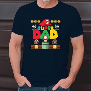 Super Papa, Super Mario papa T-Shirt zum Vatertag für Papa Vatertagsgeschenk T-Shirt für Vater Papa, herrentag geschenk Father's day t-shirt Navy