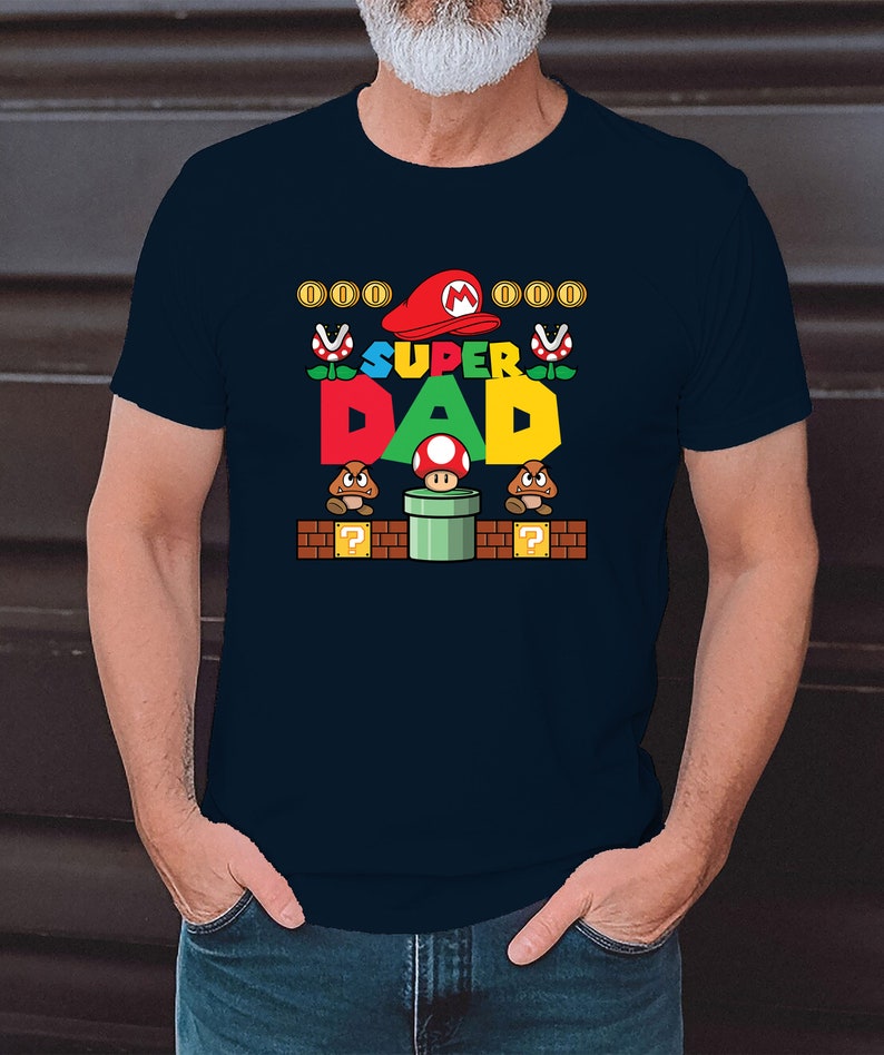 Super Papa, Super Mario papa T-Shirt zum Vatertag für Papa Vatertagsgeschenk T-Shirt für Vater Papa, herrentag geschenk Father's day t-shirt Navy