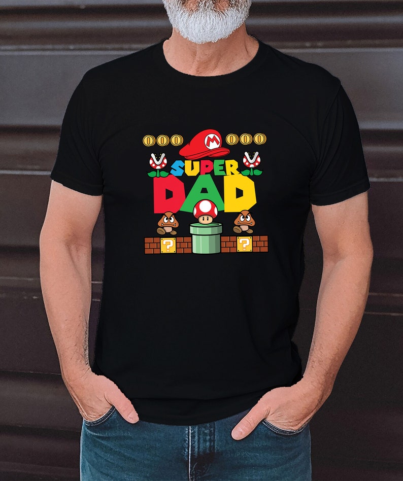 Super Papa, Super Mario papa T-Shirt zum Vatertag für Papa Vatertagsgeschenk T-Shirt für Vater Papa, herrentag geschenk Father's day t-shirt Black