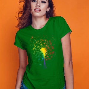 Just Pusteblume Löwenzahn Garten Breathe Regenbogen Blume T-Shirt Bild 9