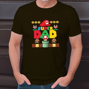 Super Papa, Super Mario papa T-Shirt zum Vatertag für Papa Vatertagsgeschenk T-Shirt für Vater Papa, herrentag geschenk Father's day t-shirt Chocolate