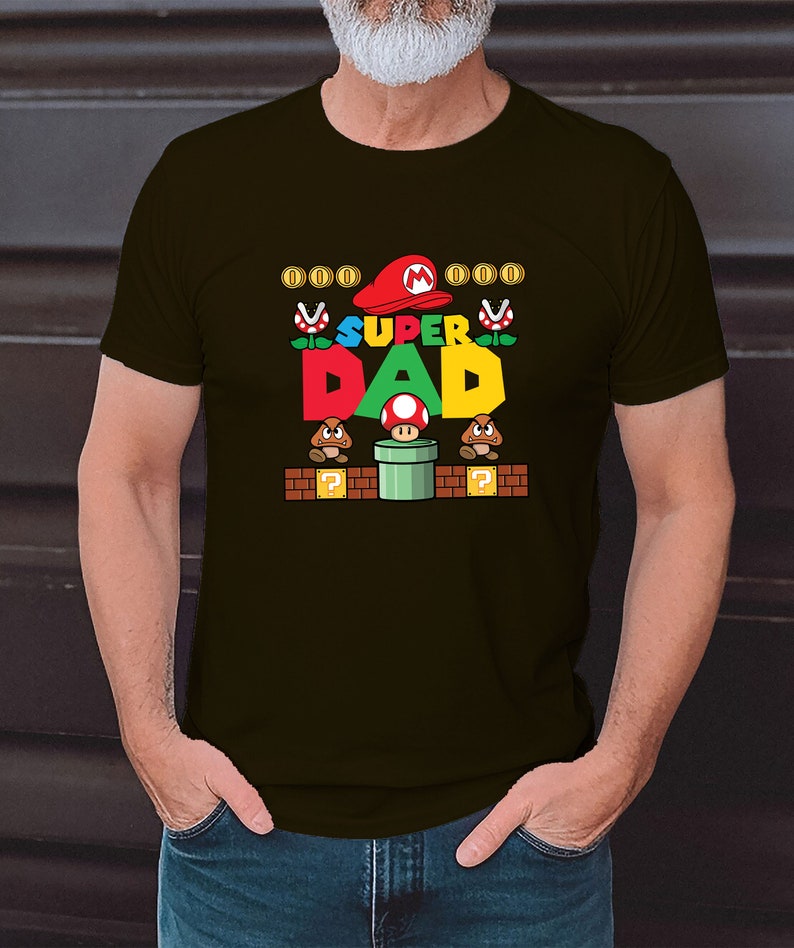 Super Papa, Super Mario papa T-Shirt zum Vatertag für Papa Vatertagsgeschenk T-Shirt für Vater Papa, herrentag geschenk Father's day t-shirt Chocolate