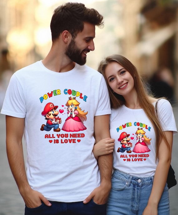 Mario and Peach Power Couple T-shirts: Matching Gamer Outfits - Etsy