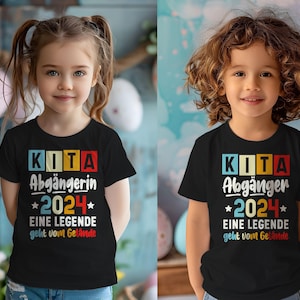 Geschenk schulanfang, kindergarten abschied, Kinder Kita Abgänger oder Abgängerin 2024 Schulkind Einschulung Schule Letzter Tag T-Shirt Bild 1