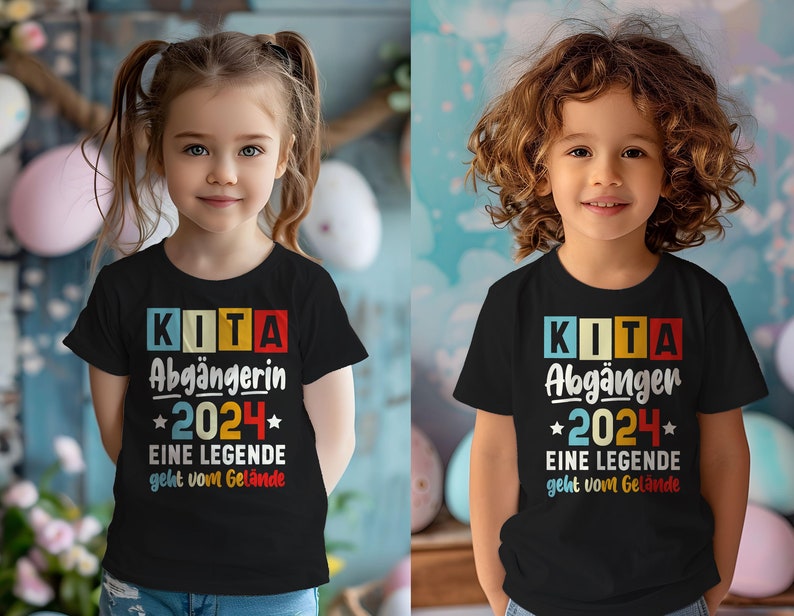 Geschenk schulanfang, kindergarten abschied, Kinder Kita Abgänger oder Abgängerin 2024 Schulkind Einschulung Schule Letzter Tag T-Shirt Black