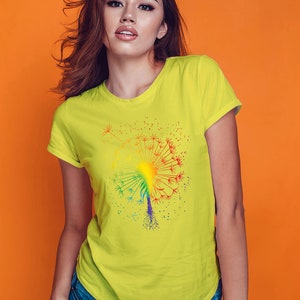 Just Pusteblume Löwenzahn Garten Breathe Regenbogen Blume T-Shirt Yellow