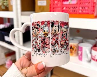 Disney Alla hjärtans dag-figurer kaffemugg, Glad alla hjärtans dag-keramisk mugg, Musse Pigg tekopp, Modeskiss Disney Alla hjärtans dag-dryckservis