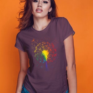 Just Pusteblume Löwenzahn Garten Breathe Regenbogen Blume T-Shirt Burgundy Red