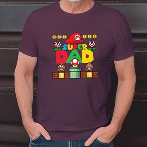 Super Papa, Super Mario papa T-Shirt zum Vatertag für Papa Vatertagsgeschenk T-Shirt für Vater Papa, herrentag geschenk Father's day t-shirt Burgundy Red