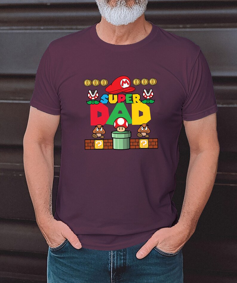 Super Papa, Super Mario papa T-Shirt zum Vatertag für Papa Vatertagsgeschenk T-Shirt für Vater Papa, herrentag geschenk Father's day t-shirt Burgundy Red