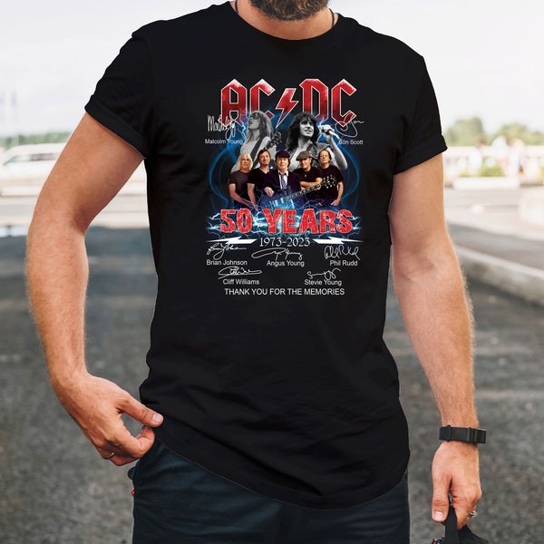 ACDC Band 50th Anniversary 1973 - 2023 Signature T-Shirt, ACDC TShirt Full Size S - 5XL, Rock and Roll Shirt