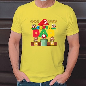 Super Papa, Super Mario papa T-Shirt zum Vatertag für Papa Vatertagsgeschenk T-Shirt für Vater Papa, herrentag geschenk Father's day t-shirt Yellow