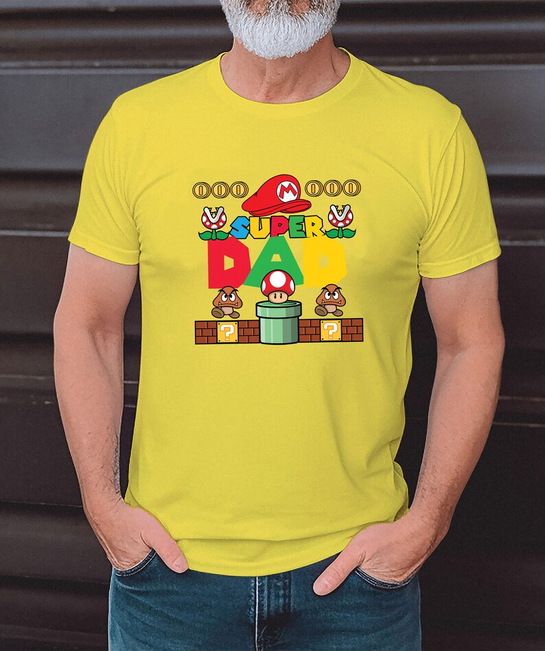 Super Papa, Super Mario papa T-Shirt zum Vatertag für Papa Vatertagsgeschenk T-Shirt für Vater Papa, herrentag geschenk Father's day t-shirt Yellow
