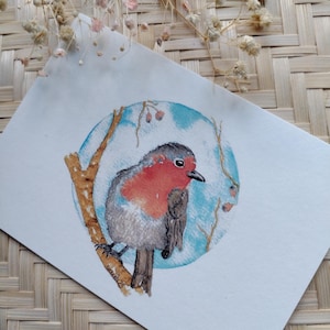 Rotkehlchen l Postkarte l Aquarell l Kalender l Vögel l einheimisch l Singvögel l robin l bird l handgemalt l print l Liebling l Kunstdruck