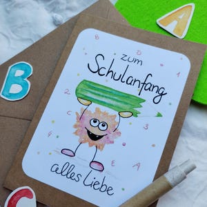Inscription scolaire l Carte de vœux l Rentrée scolaire l Écolier l Monstre l Coloré l Stylos l Début l Aquarelle l Cadeau l Imprimer l ABC l Carte l École
