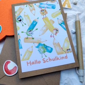 Inscription scolaire l Carte de vœux l Rentrée scolaire l Écolier l Monstre l Coloré l Stylos l Début l Aquarelle l Cadeau l Imprimer l ABC l Carte l École