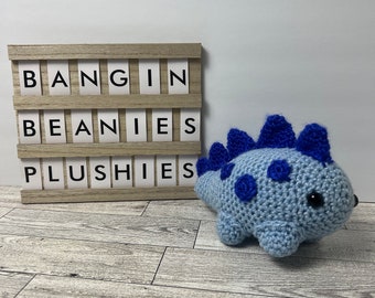 Stuffed animal/plushie crochet blue dinosaur