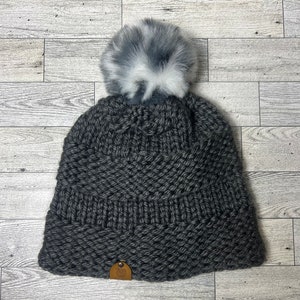 Women’s knitwear knitted beanie accessories winter hat handmade topped with a pom-pom