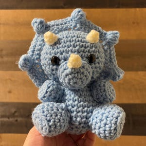 Triceratops Plush | Crocheted Dino | Crochet Triceratops| Handmade | Dinosaur Plushie | Crocheted Stuffed Animal| Toy | Crochet Toy |  Small