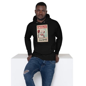 Unisex Vintage Clown Hoodie 1930's | Vintage Retro Silhouette Pullover Hoodie | Long-Sleeved Vintage Hooded Sweatshirt | Cotton Blend Hoodie