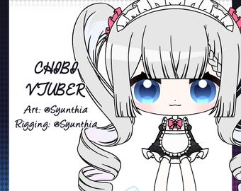 Vorgefertigte Chibi Maid Vtuber Modell | Live2D, Vtube Studio bereit