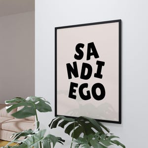 San Diego Typography Art Print, San Diego California Art, San Diego Art, California Art Print, City Wall Art, La Jolla, Digital Download