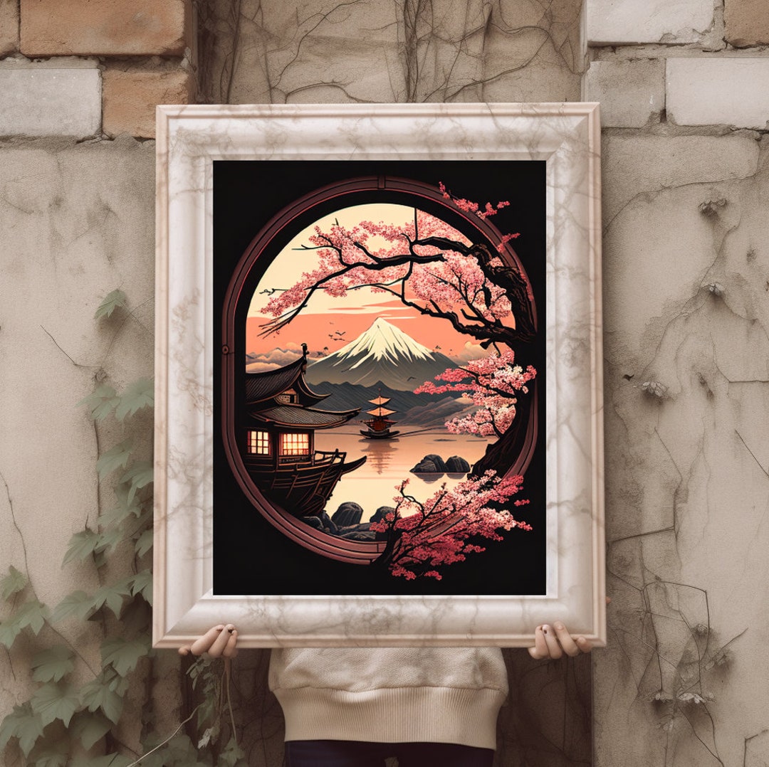Japanese Art Sakura cherry Blossoms Cherry Blossom Tree - Etsy