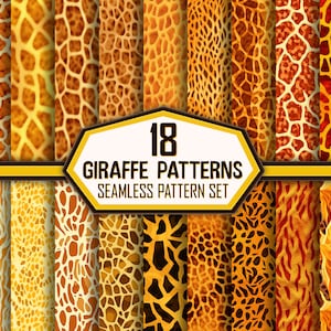 Puede incluir: 18 patrones de jirafa sin costuras en una variedad de colores y estilos. Los patrones son perfectos para crear proyectos únicos y elegantes.