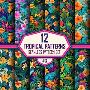 Download instantâneo, padrões tropicais sem costura, formal, preparação, estampa completa, padrão de repetição de ilha, Palm Beach, inspiração em Lilly, flores silvestres