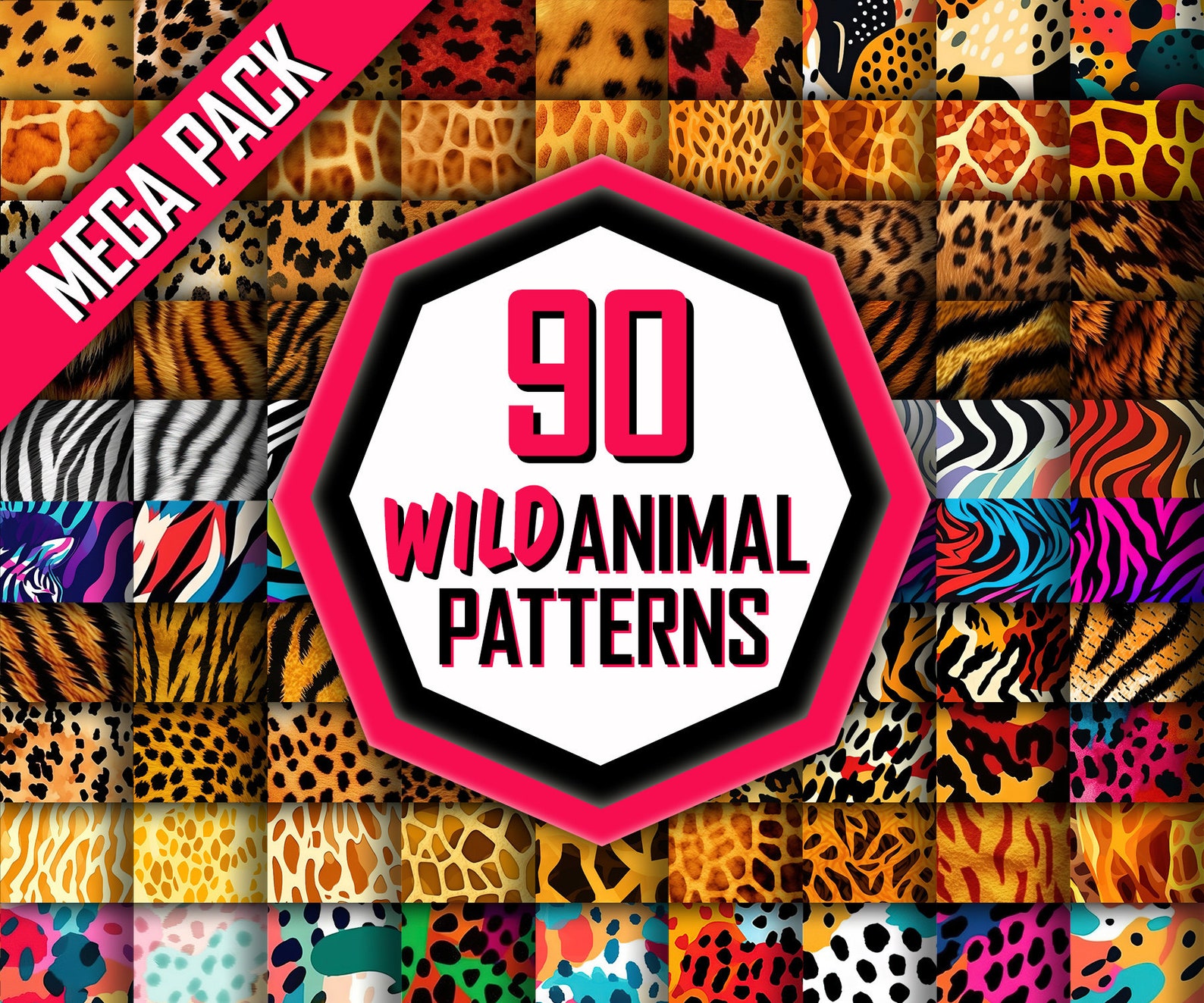 Wild Style Pattern Tips 90 Wild Animal Patterns Bundle With Cheetah, Giraffe, Leopard, Tiger ...