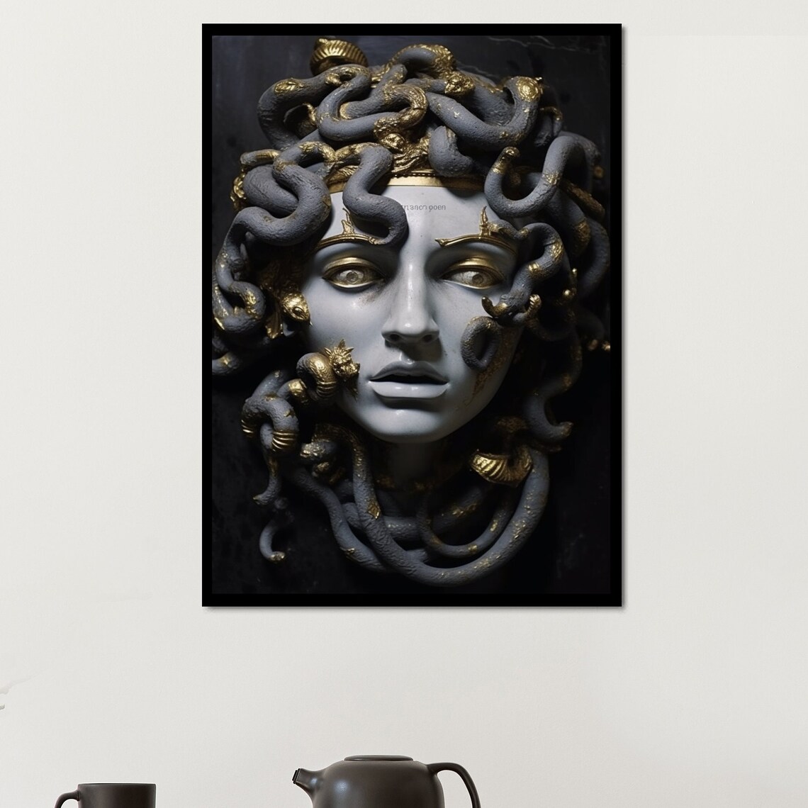 Medusa Statue Art Gold Medusa Art Greek Mythology Art Etsy