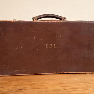 Vintage Brown Leather Attaché Case With Initials J.H.L 45cm