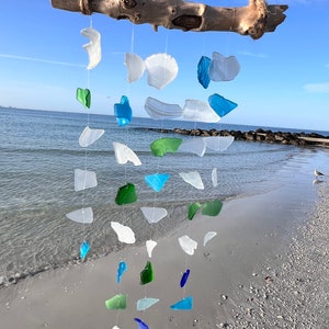 Sea glass wind chime- Mixed Blues and Greens