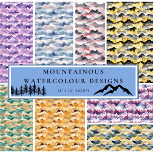 Seamless Digital Paper Art - Mountainous Design (8 PACK)