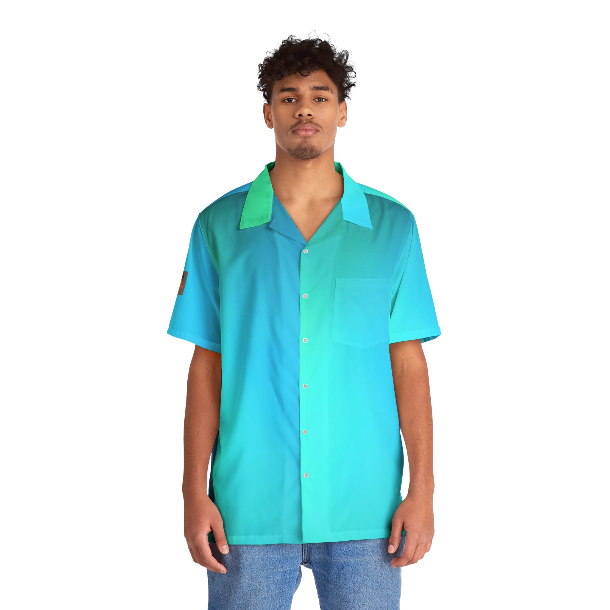 Give Me Grace CYAN Button-Up Boxy Shirt