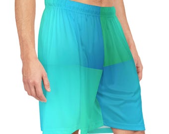 Cyaan basketbalshort met all-over print | Sportbroek