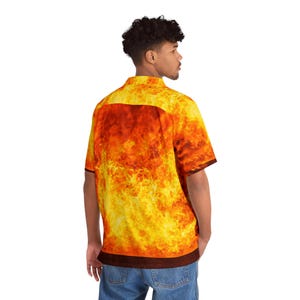 GRAPHIC SHIRT Fire Hawaiian Shirt, Fire Design Button Up Shirt, Unisex Shirt, Jogger Set, Men&#39;s Summer Outfit