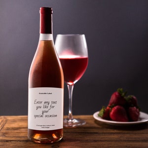 Custom Wine Bottle Label Template, Digital Download, Editable Bottle ...