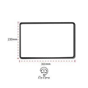 K&ouml;nnte beinhalten: Schwarzer rechteckiger Rahmen mit den Ma&szlig;en 360 mm x 230 mm. Der Rahmen ist schwarz umrandet und hat einen wei&szlig;en Hintergrund.