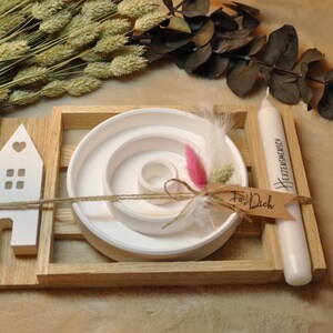 Gift set, candle plate house & candle of your choice, various messages image 4