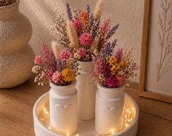 Bol decorativo con jarrones, estilo nórdico, escandinavo, Raydin, blanco, sencillo, elegante, decoración para salón, set de regalo